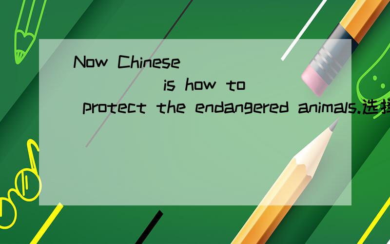 Now Chinese _______is how to protect the endangered animals.选择填空A.government's work B.governments work.C.government work .D.government's works.