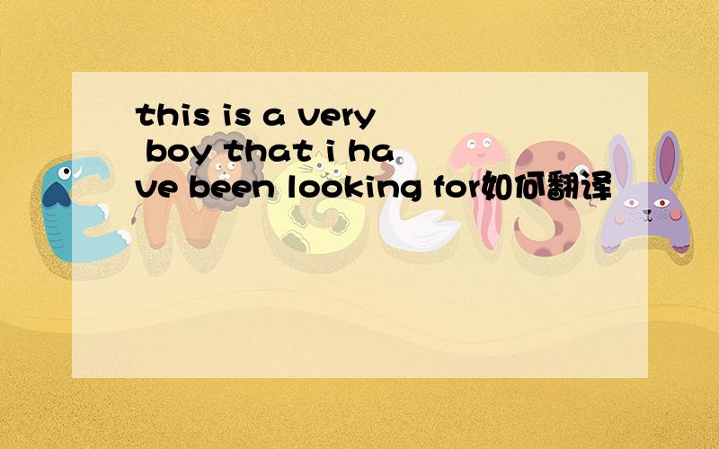 this is a very boy that i have been looking for如何翻译