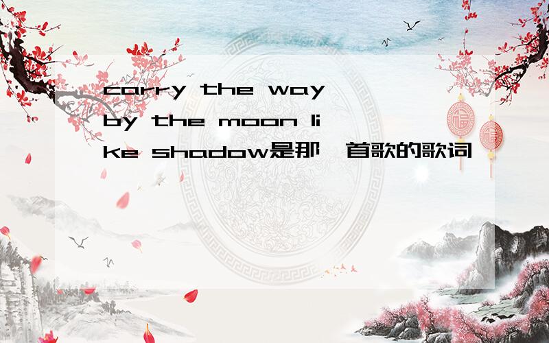 carry the way by the moon like shadow是那一首歌的歌词
