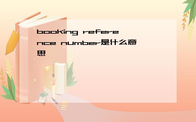 booking reference number是什么意思