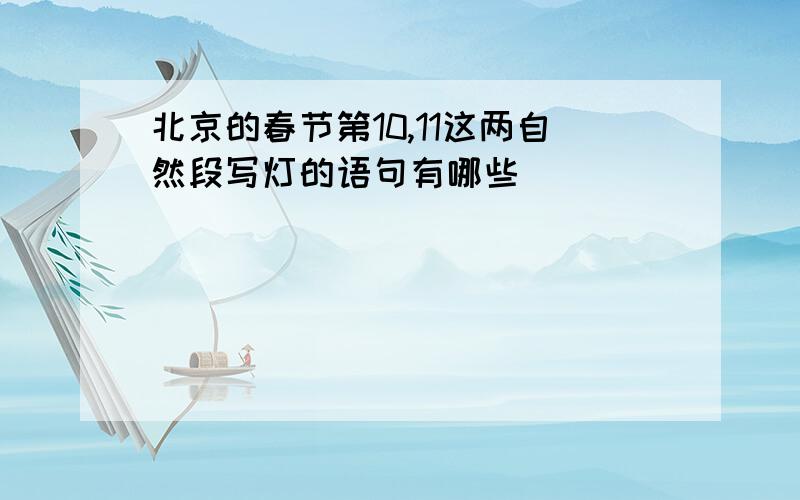 北京的春节第10,11这两自然段写灯的语句有哪些