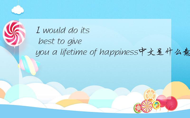 I would do its best to give you a lifetime of happiness中文是什么意思?