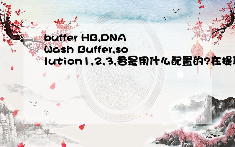 buffer HB,DNA Wash Buffer,solution1,2,3,各是用什么配置的?在提取DNA时,有什么作用