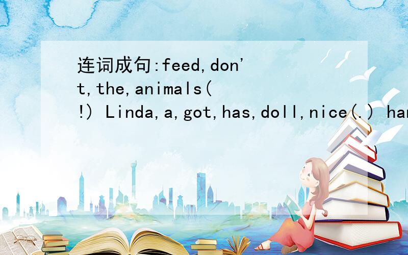 连词成句:feed,don't,the,animals(!) Linda,a,got,has,doll,nice(.) hand,with,write,my,l,right(.)