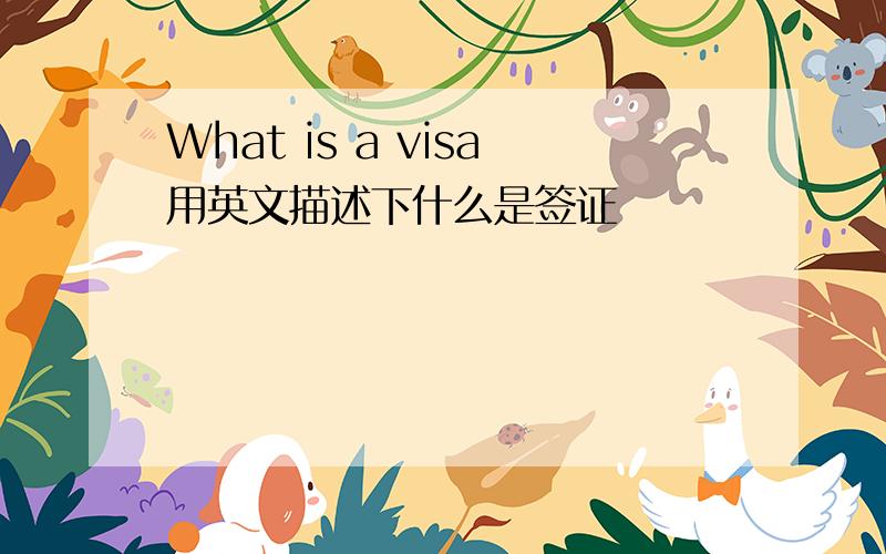 What is a visa用英文描述下什么是签证