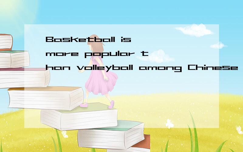 Basketball is more popular than volleyball among Chinese students.(改变句子）Basketball is more popular than volleyball among Chinese students.(改变句子) Volleyball isn't（ ）（ ）as basketball among Chinese students.