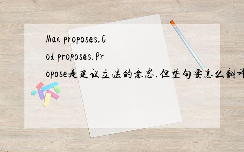 Man proposes,God proposes.Propose是建议立法的意思.但整句要怎么翻译?