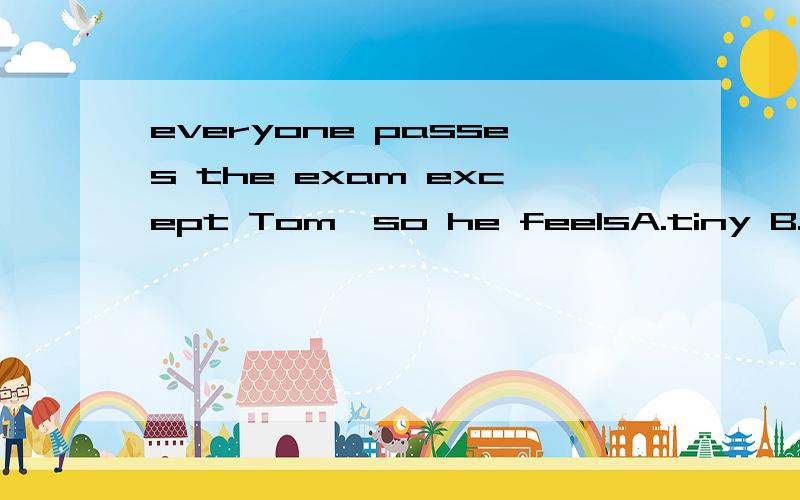 everyone passes the exam except Tom,so he feelsA.tiny B.little C.small D.few为什么选择C,4个答案的用法有什么不同,