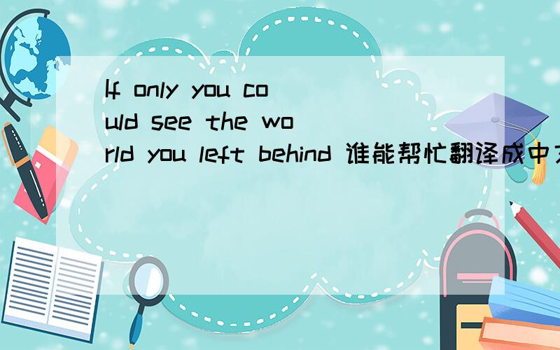 If only you could see the world you left behind 谁能帮忙翻译成中文