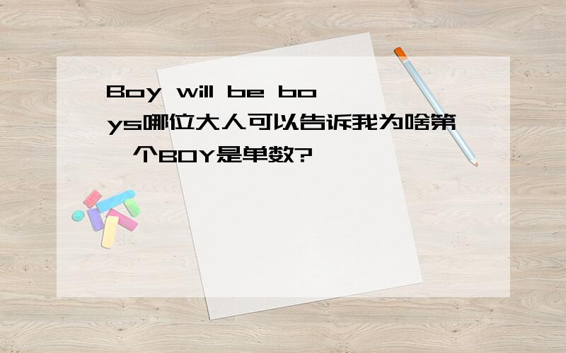 Boy will be boys哪位大人可以告诉我为啥第一个BOY是单数?