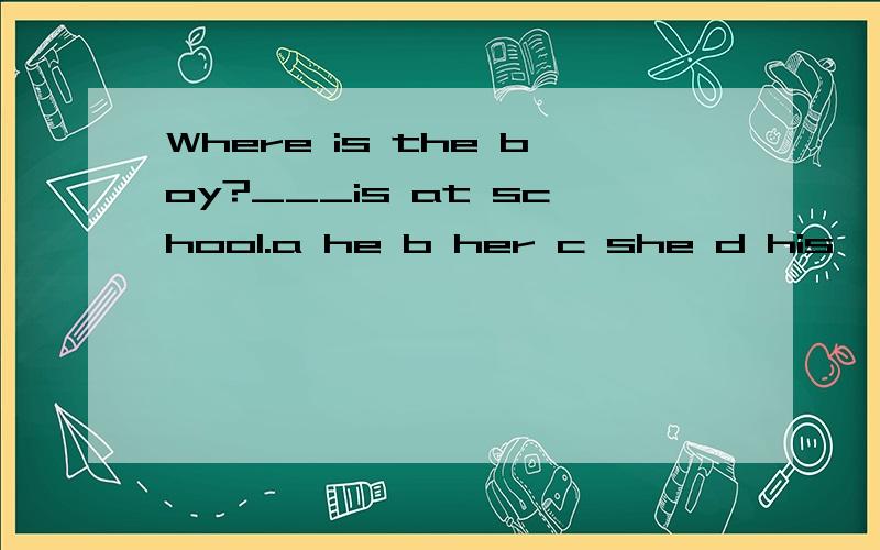 Where is the boy?___is at school.a he b her c she d his