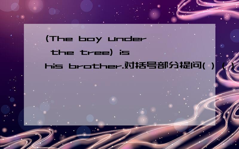 (The boy under the tree) is his brother.对括号部分提问( ) ( ) is his brother?