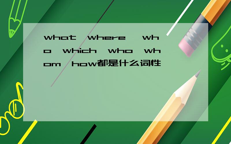 what,where ,who,which,who,whom,how都是什么词性