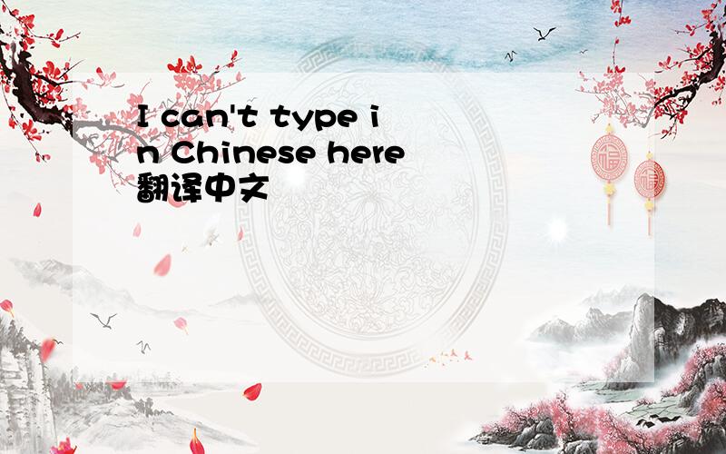 I can't type in Chinese here翻译中文