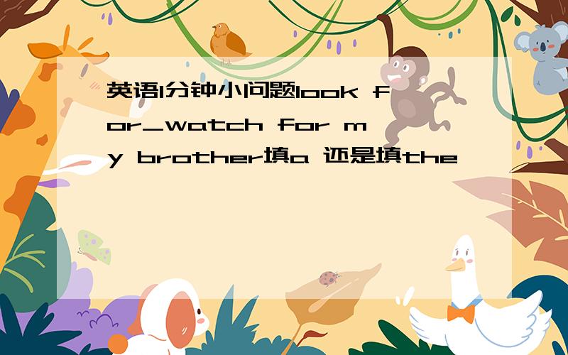 英语1分钟小问题look for_watch for my brother填a 还是填the