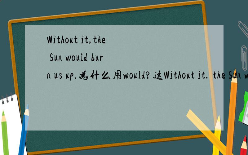 Without it,the Sun would burn us up.为什么用would?这Without it, the Sun would burn us up. 为什么用would?这是什么用法 虚拟语态吗?