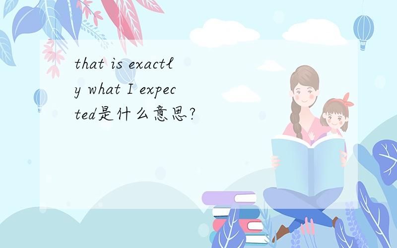 that is exactly what I expected是什么意思?