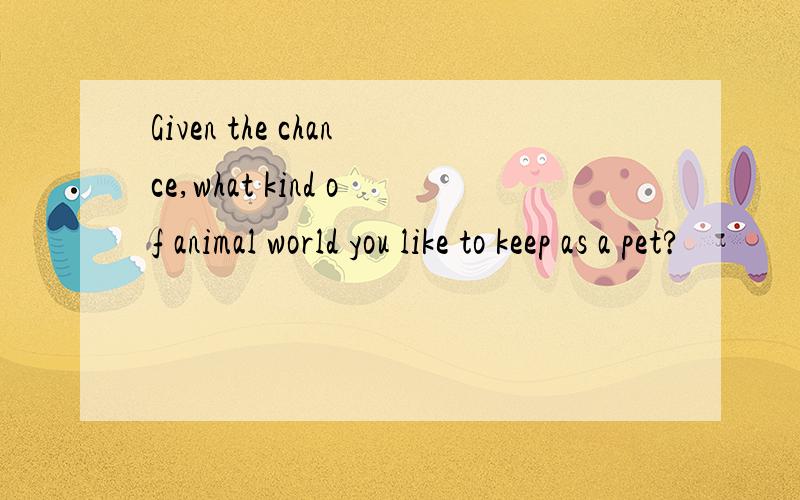 Given the chance,what kind of animal world you like to keep as a pet?