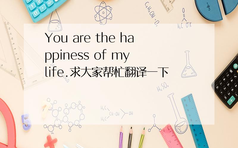 You are the happiness of my life.求大家帮忙翻译一下