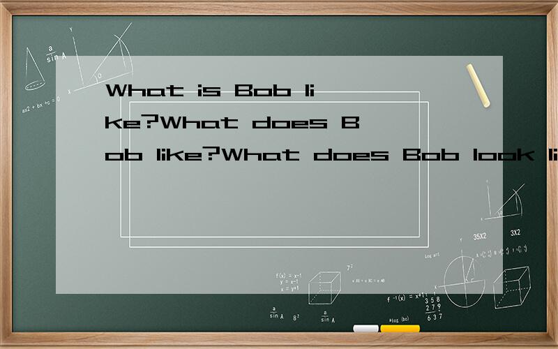 What is Bob like?What does Bob like?What does Bob look like?这些的区别是啥答句：He has big eyes and a round face.