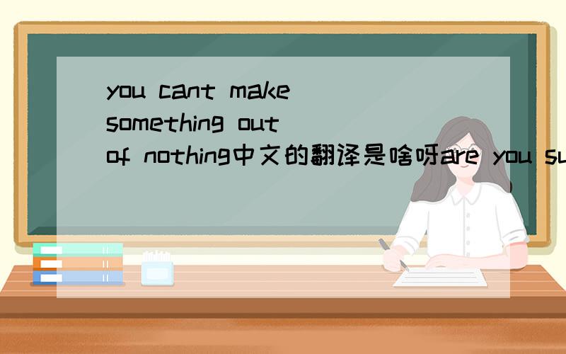you cant make something out of nothing中文的翻译是啥呀are you sure......