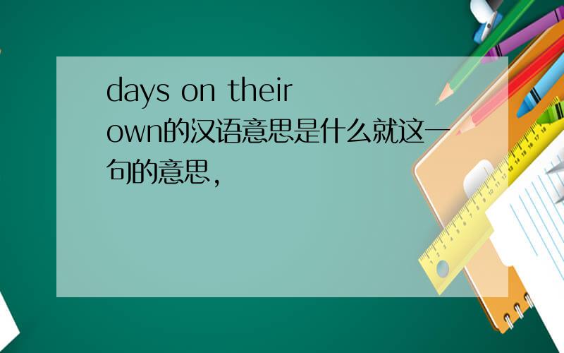 days on their own的汉语意思是什么就这一句的意思,