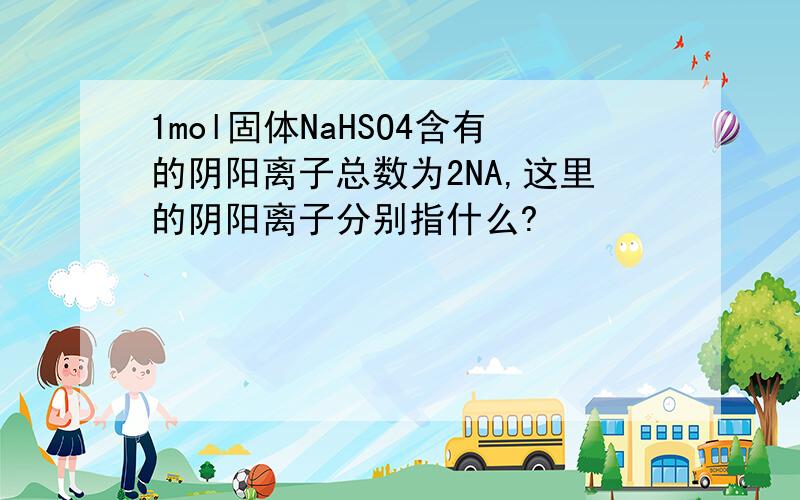 1mol固体NaHSO4含有的阴阳离子总数为2NA,这里的阴阳离子分别指什么?